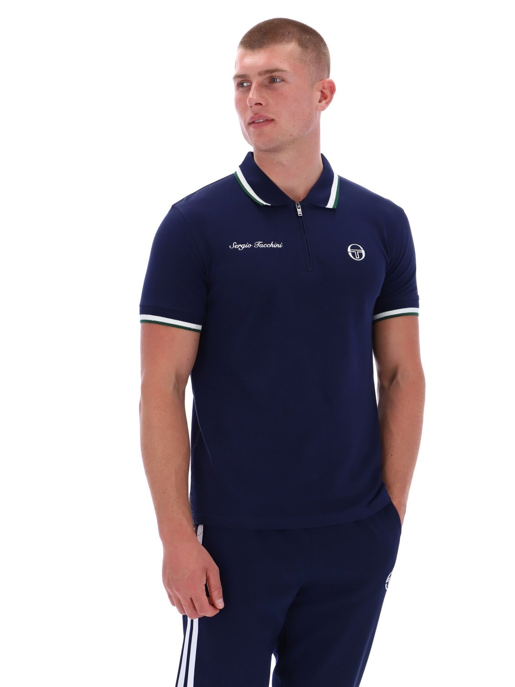 Buy Sergio Tacchini Blue Nanto Zip Polo Shirt from the Next UK