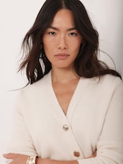 Mint Velvet White Cream Asymmetric Knit Cardigan - Image 6 of 8