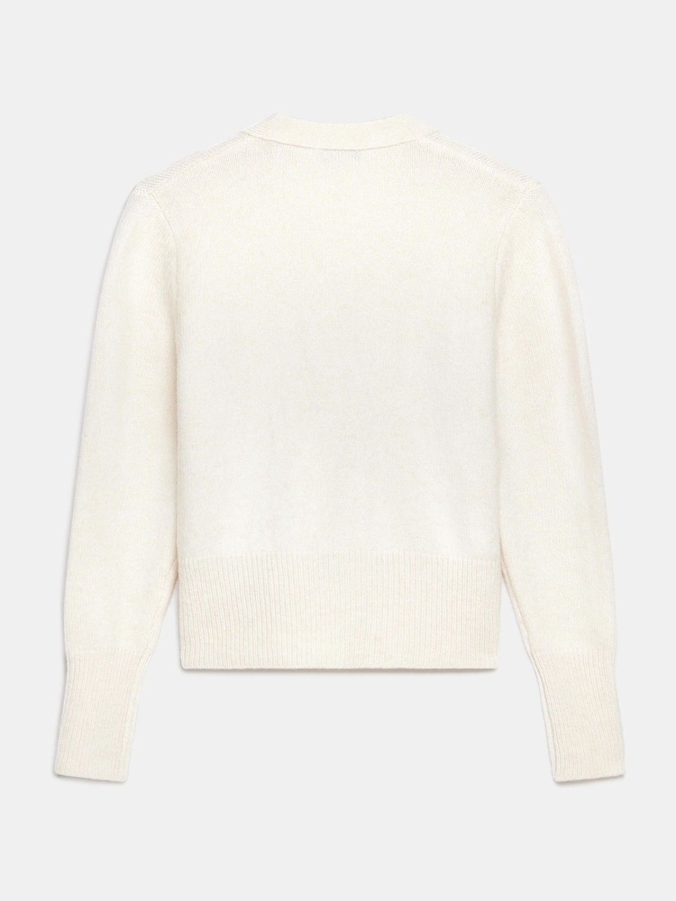 Mint Velvet White Cream Asymmetric Knit Cardigan - Image 8 of 8