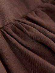 Chocolate Brown N. Premium Linen Midi Skirt - Image 2 of 3