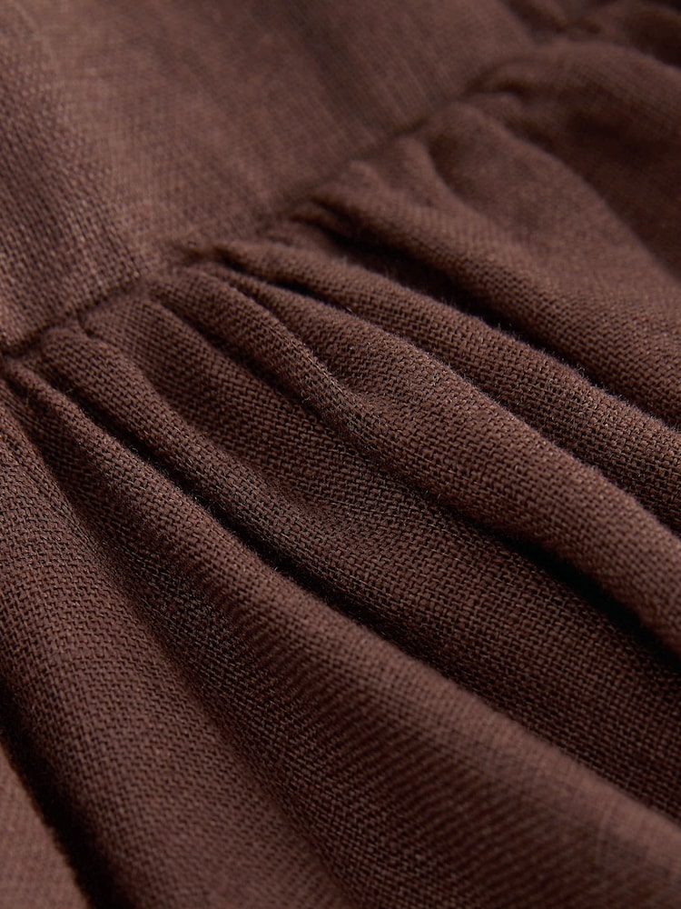 Chocolate Brown N. Premium Linen Midi Skirt - Image 2 of 3 Chocolate Brown N. Premium Linen Midi Skirt - Image 2 of 3