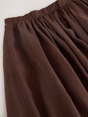 Chocolate Brown N. Premium Linen Midi Skirt - Image 3 of 3