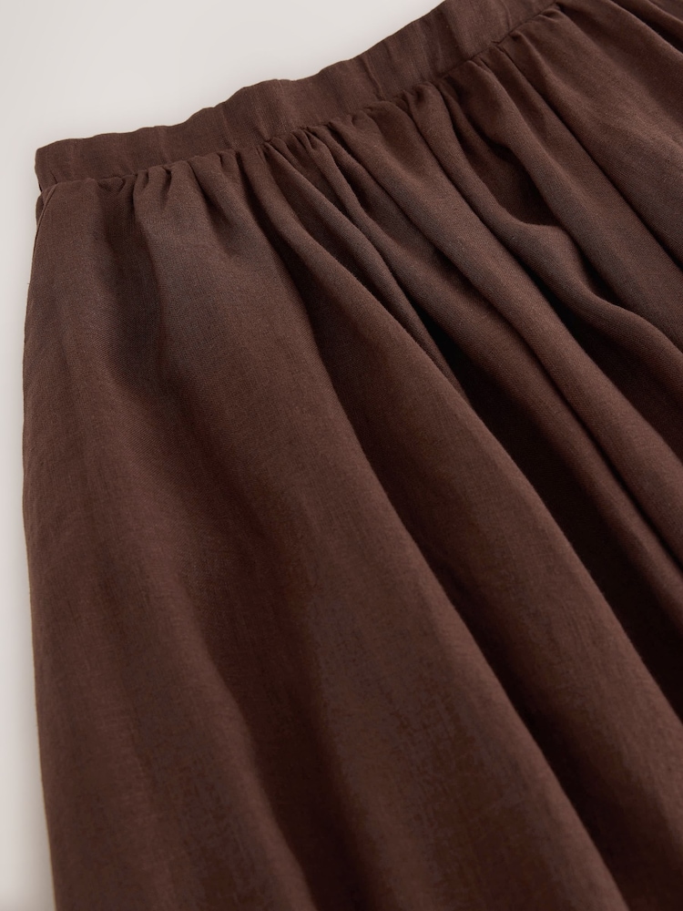 Chocolate Brown N. Premium Linen Midi Skirt - Image 3 of 3 Chocolate Brown N. Premium Linen Midi Skirt - Image 3 of 3