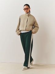 Green Side Stripe Wide Leg Tailored Trousers - Image 1 of 9