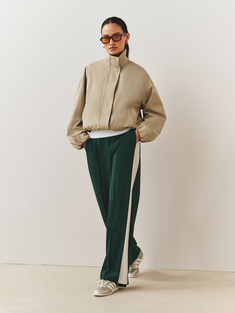 Green Side Stripe Wide Leg Tailored Trousers - Image 1 of 9 Green Side Stripe Wide Leg Tailored Trousers - Image 1 of 9