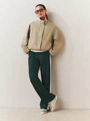 Green Side Stripe Wide Leg Tailored Trousers - Image 3 of 9