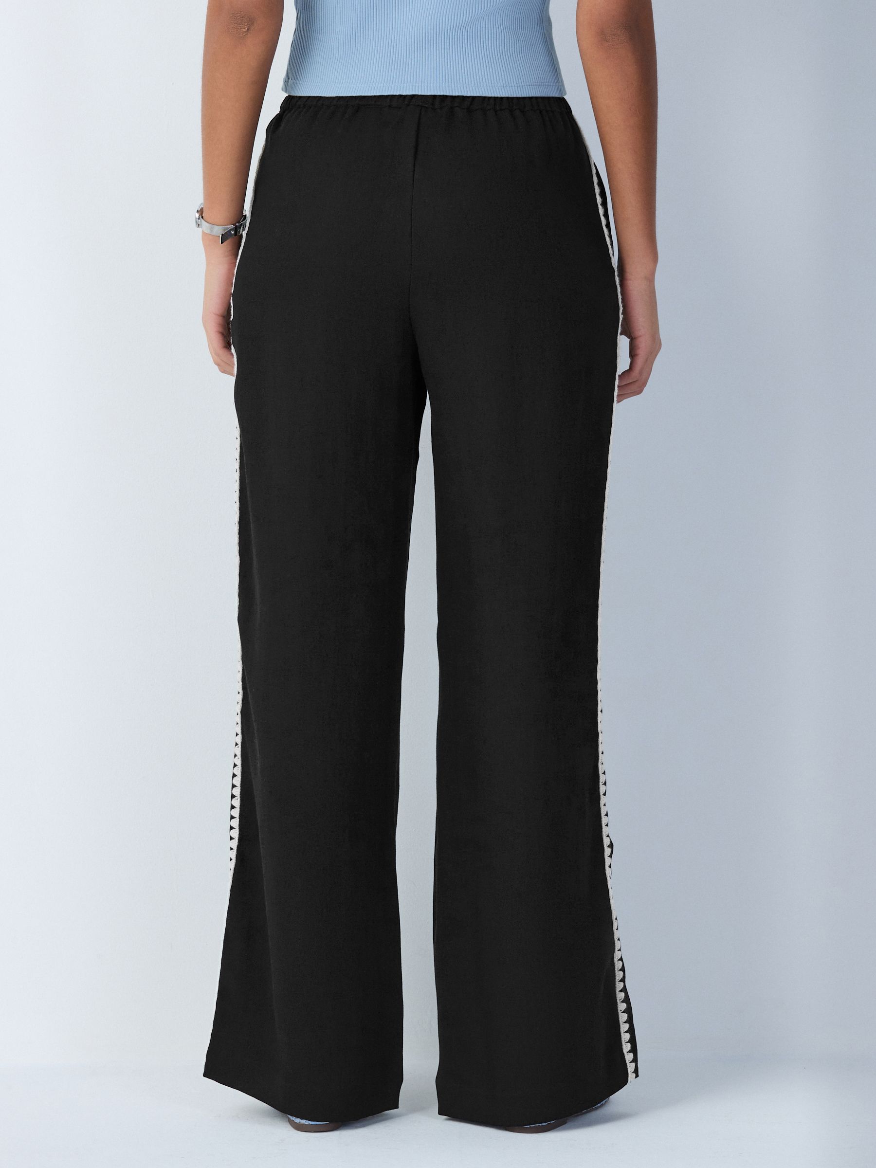 Buy Black Embroidered Side Detail Wide Leg Trousers from Next USA