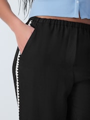 Black Embroidered Side Detail Wide Leg Trousers - Image 5 of 9