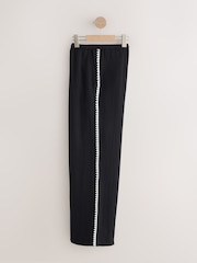 Black Embroidered Side Detail Wide Leg Trousers - Image 7 of 9