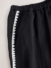 Black Embroidered Side Detail Wide Leg Trousers - Image 8 of 9
