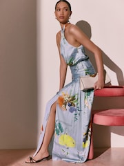 Blue Kew Collection Botanical Satin Maxi Skirt - Image 3 of 9