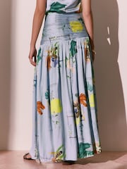 Blue Kew Collection Botanical Satin Maxi Skirt - Image 5 of 9