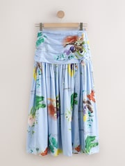 Blue Kew Collection Botanical Satin Maxi Skirt - Image 7 of 9