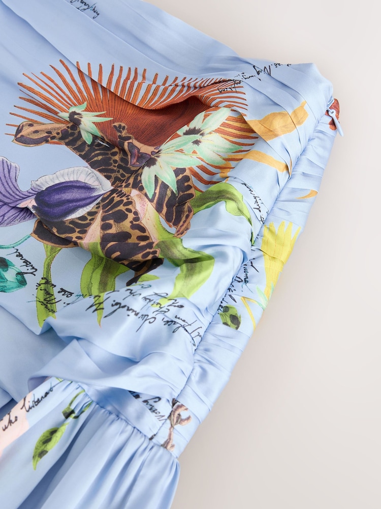 Blue Kew Collection Botanical Satin Maxi Skirt - Image 9 of 9