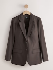 Marrón chocolate - Blazer de lana de botonadura sencilla y sastre - Imagen 5 de 7