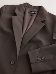 Marrón chocolate - Blazer de lana de botonadura sencilla y sastre - Imagen 6 de 7