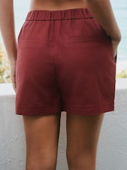 Rust Brown Linen Rich Shorts - Image 3 of 7