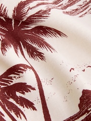 Ecru/Rust Brown Palm Print Bermuda Shorts With Linen - Image 6 of 6