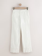 Ecru Crochet Trim Wide Leg Trousers - Image 6 of 8