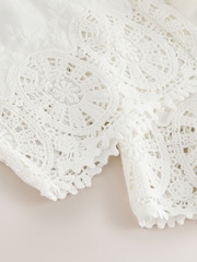 Ecru Crochet Trim Wide Leg Trousers - Image 7 of 8