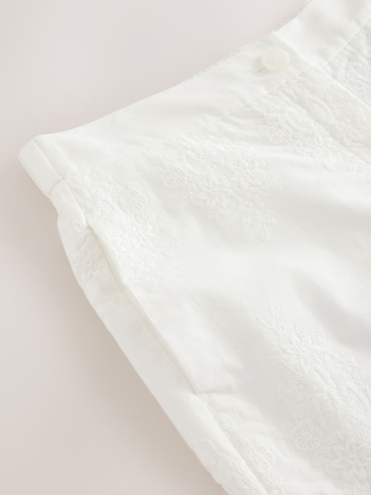 Ecru Crochet Trim Wide Leg Trousers - Image 8 of 8