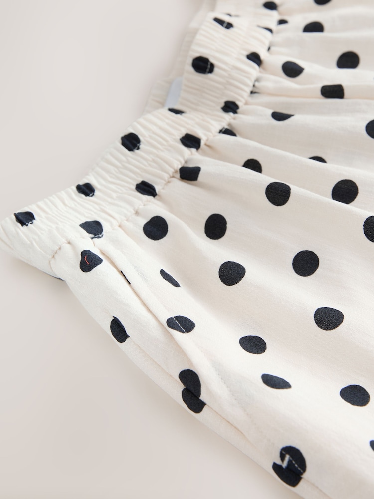 Ağ/Qara Ləkə - Geniş Ayaqlı Dartılan Şalvar - 8şəkildən 8 şəkil