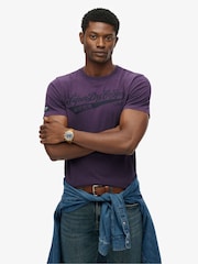 Superdry Purple Heritage Brand Relaxed T-Shirt - Image 1 of 7
