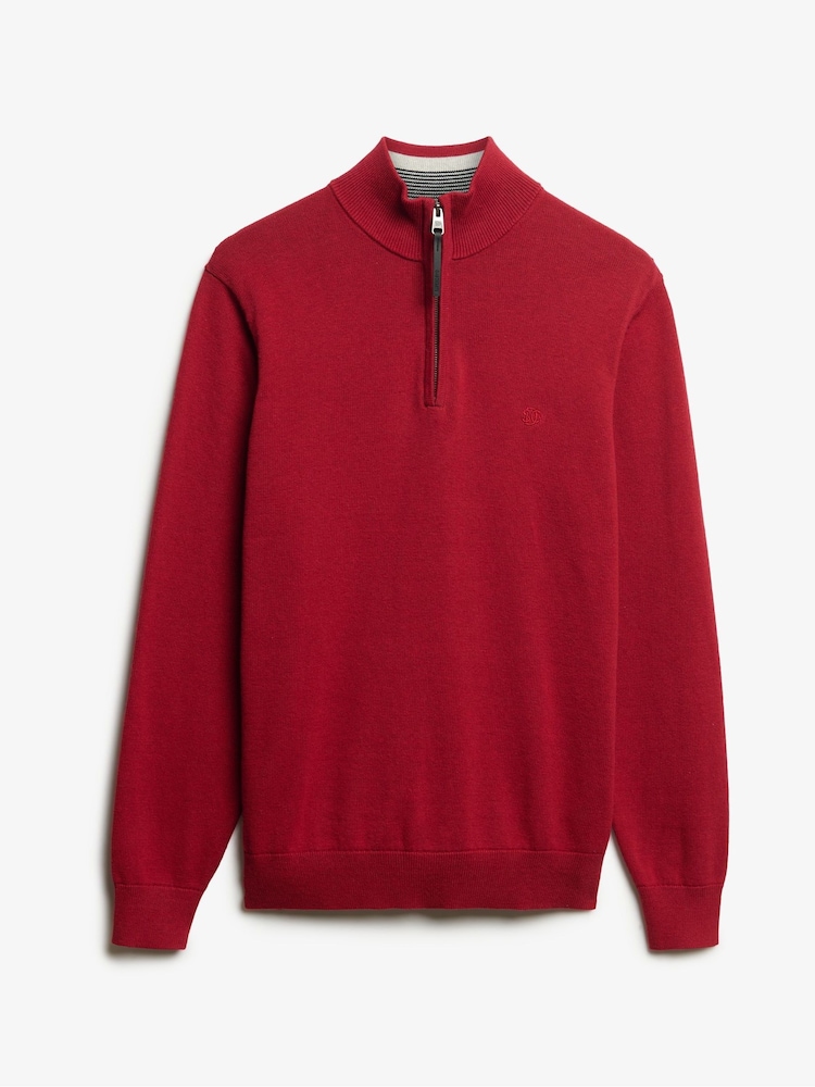 Superdry Red Essentials Cotton Half Zip Jumper - Image 6 of 6 Superdry Red Essentials Cotton Half Zip Jumper - Image 6 of 6