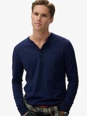 Superdry Blue Classic Essential Grandad Top - Image 1 of 5