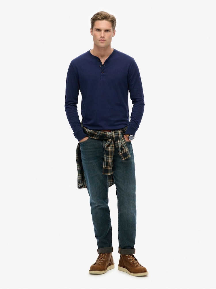 Superdry Blue Classic Essential Grandad Top - Image 5 of 5 Superdry Blue Classic Essential Grandad Top - Image 5 of 5