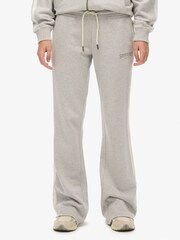 Superdry Grey Athletic Stripe Flare Joggers - Image 1 of 8