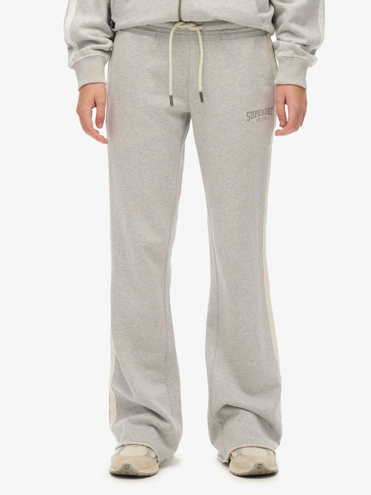 Superdry Grey Athletic Stripe Flare Joggers - Image 1 of 8 Superdry Grey Athletic Stripe Flare Joggers - Image 1 of 8