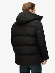 Superdry Black Hooded Five Baffle Sports Puffer Jacket - Image 2 of 9