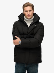 Superdry Black Hooded Five Baffle Sports Puffer Jacket - Image 3 of 9