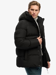 Superdry Black Hooded Five Baffle Sports Puffer Jacket - Image 4 of 9