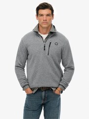 Superdry Grey Storm Fleece Half Zip Jumper - Image 1 of 8