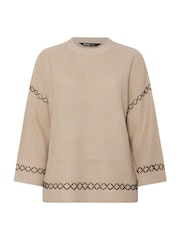 Yours Curve Natural Blanket Stitch Jumper - Image 6 of 6