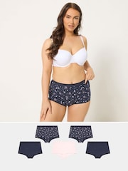 Yours Curve Blue Moon And Star Shorts 5 Pack - Image 1 of 6