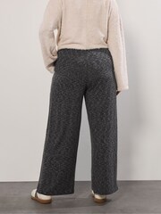 Yours Curve Grey Ribbed Wide Leg Joggers - Image 2 of 5