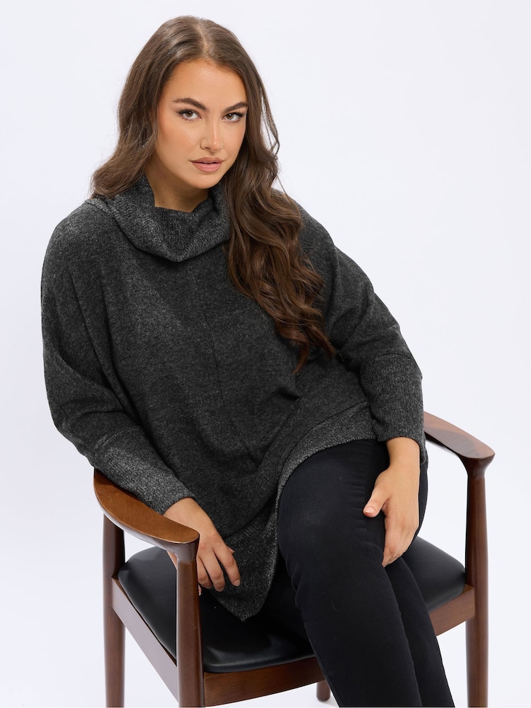 Yours Curve Black Soft Touch Jumper - Image 1 of 5