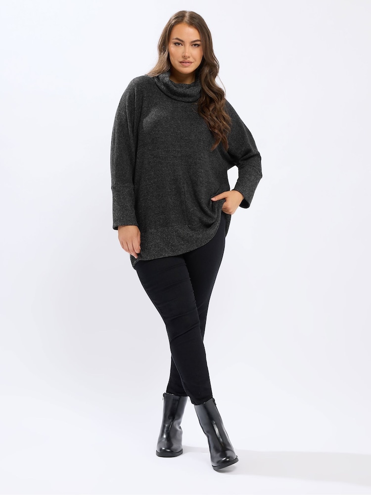 Yours Curve Black Soft Touch Jumper - Image 2 of 5
