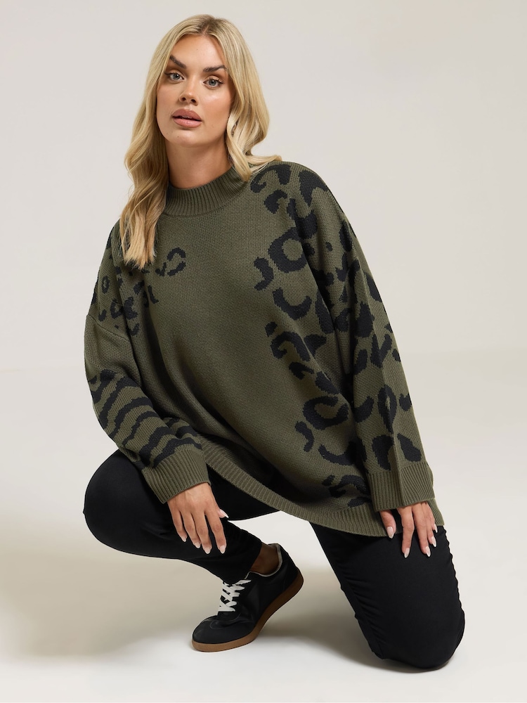 Yours Curve Black Multi Animal Jumper - Image 1 of 5 Yours Curve Black Multi Animal Jumper - Image 1 of 5
