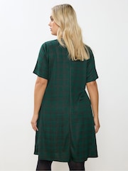 Yours Curve Green Check Flippy Pinafore Dress - Image 3 of 5