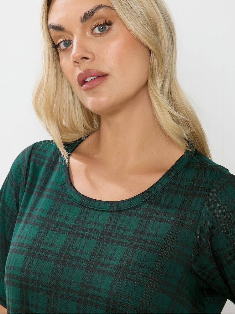 Buy Yours Curve Green Check Flippy Pinafore Dress from Next Oman