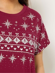 Yours Curve Red Grownon Fairisle Glitter T-Shirt - Image 4 of 5