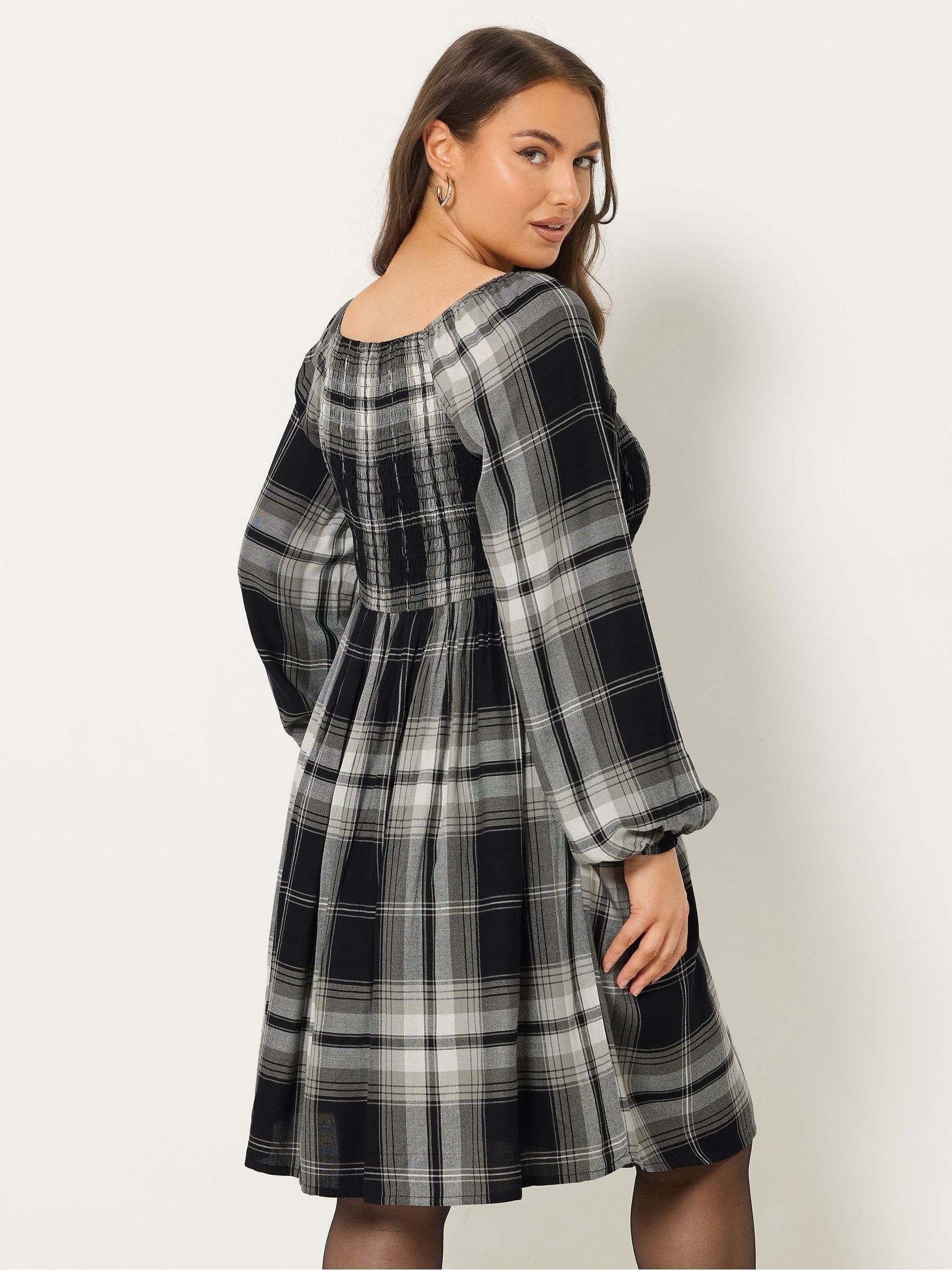 Buy Yours Curve Black Check Shirred V Waist Dress from Next USA