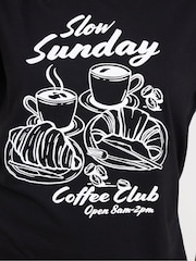 PixieGirl Petite Black Sunday Coffee Club Short Sleeve Wide Leg PJ Set - Image 5 of 5