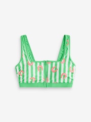 Eleanor Bowmer Green Horseshoe Zip Bikini Top - Image 6 of 9