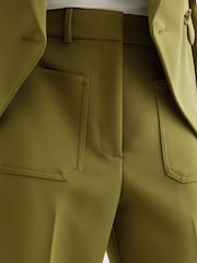 Reiss Chartreuse Green Priya Twill High-Rise Flared Trousers - Image 4 of 7