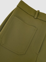 Reiss Chartreuse Green Priya Twill High-Rise Flared Trousers - Image 6 of 7
